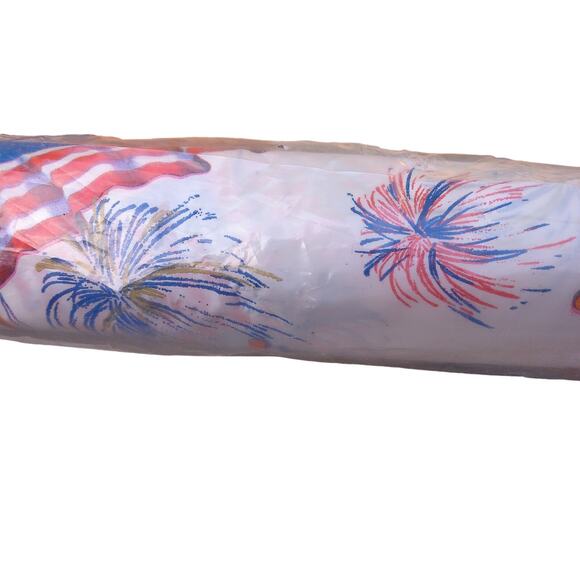 Vintage Amscan Fireworks Flags Plastic Tableroll Tablecloth New - Picture 8 of 10